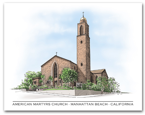 American Martyrs Church Manhattan Beach California Architectural Rendering Type Horizontal Larger