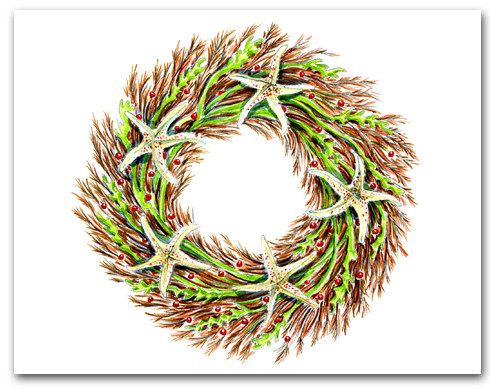 Large Seaweed and Sea Star Wreath Plain Larger