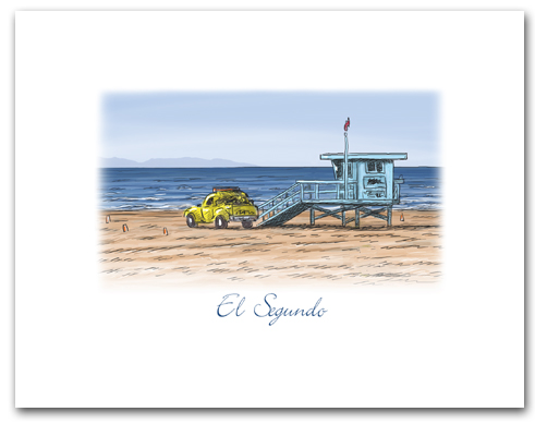Lifeguard Tower Yellow Truck on Beach El Segundo California Small Horizontal Larger
