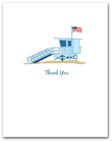 Light Blue Lifeguard Tower American Flag Thank You Larger
