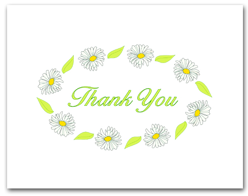Oval Ring of Small Shasta Daisies Thank You Larger