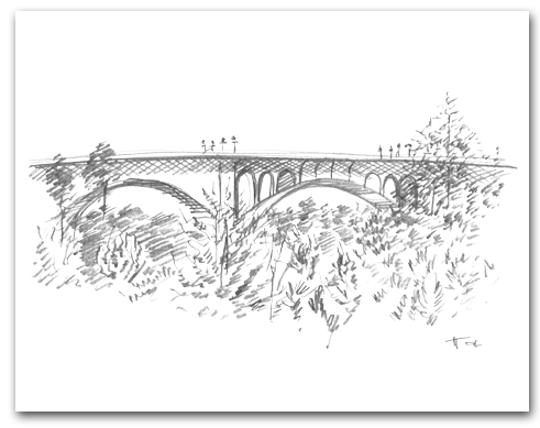 Pasadena California Historic Bridge over Arroyo View B Horizontal Larger