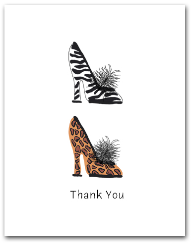 Two Woman�s High Heeled Shoes Leopard Zebra Patterns Stacked Thank You Larger