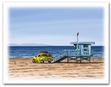 Lifeguard Tower Yellow Truck on Beach California Large Horizontal