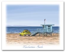 Lifeguard Tower Yellow Truck on Beach Manhattan Beach California Large Horizontal
