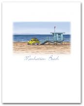 Lifeguard Tower Yellow Truck on Beach Small Manhattan Beach California Vertical