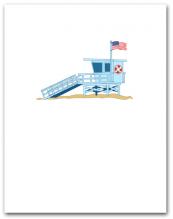 Light Blue Lifeguard Tower American Flag