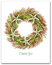 Medium Seaweed and Sea Star Wreath Thank You