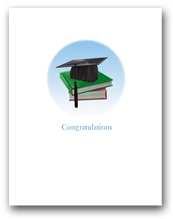 Small Circle with Graduation Mortar Board Books Congratulations
