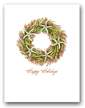 Small Seaweed and Sea Star Wreath Happy Holidays