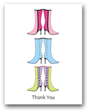 Three Colorful Pairs Woman�s Boots Thank You