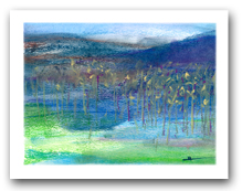 Trees and Mountains Landscape Pastels Horizontal